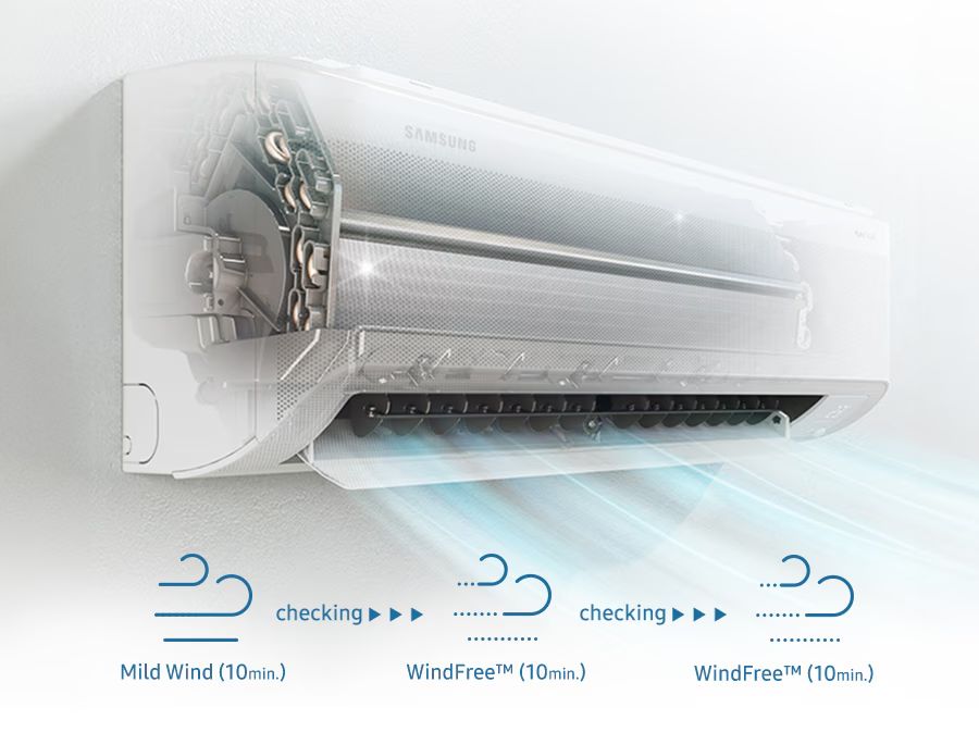 Điều hòa Samsung AR10DYHZAWKNSV 9000BTU 1 chiều inverter 9 Chức năng làm khô dàn lạnh tự động