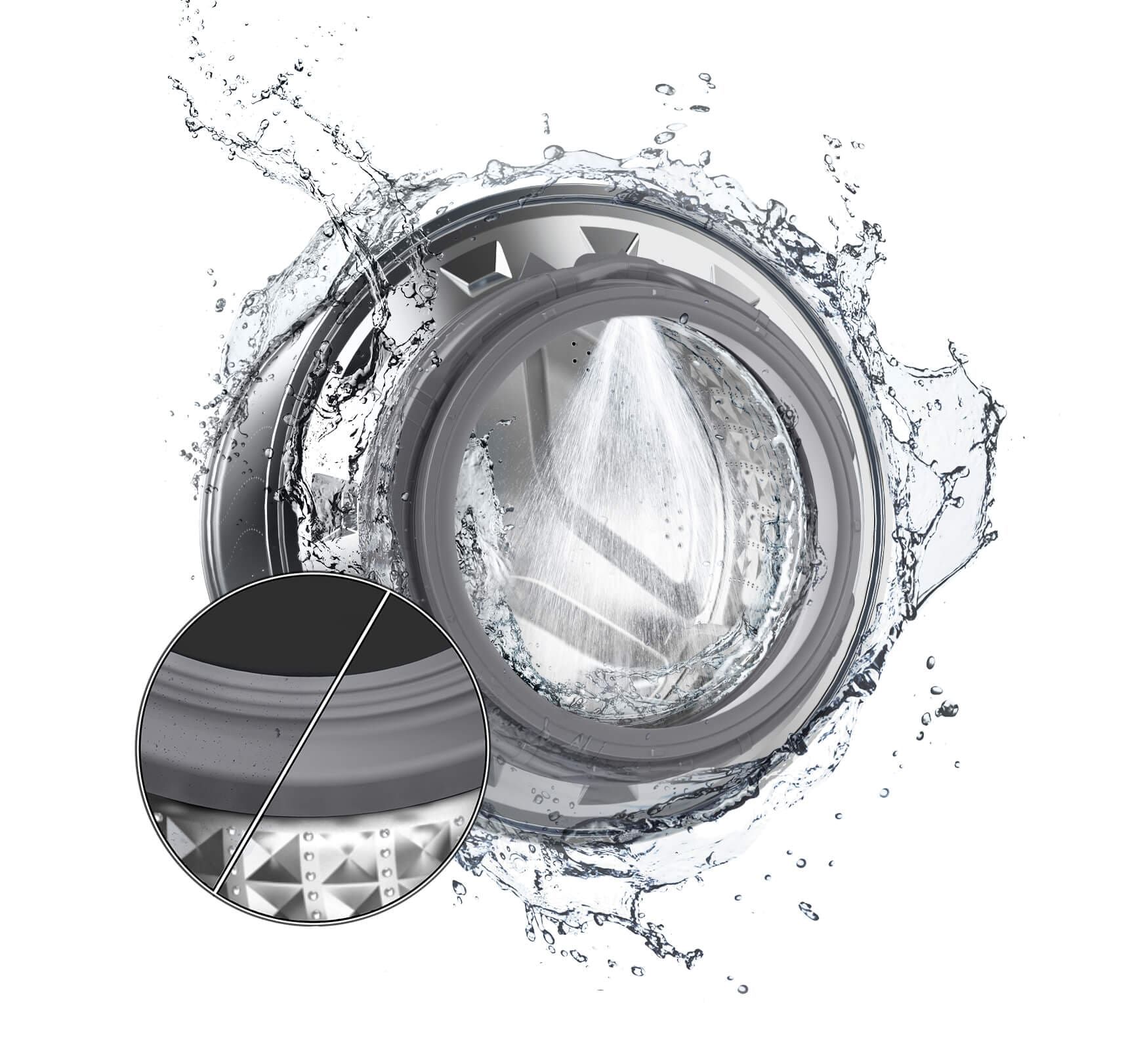 Tính năng vệ sinh Drum Clean+ tự động vệ sinh loại bỏ các cặn bám từ gioăng cửa và lồng giặt