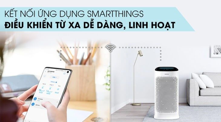 Điều khiển máy lọc thuận tiện thông qua điện thoại cùng ứng dụng SmartThings