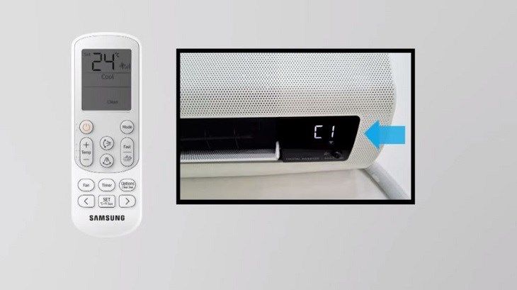 Màn hình trên dàn lạnh của máy sẽ hiển thị chữ CI