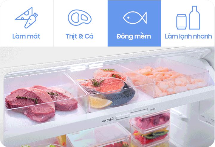 Tủ lạnh Samsung RT38CB668422SV 385 lít Bespoke Inverter 5 Ngăn Optimal Fresh+ có khả năng luân chuyển giữa 4 chế độ làm lạnh