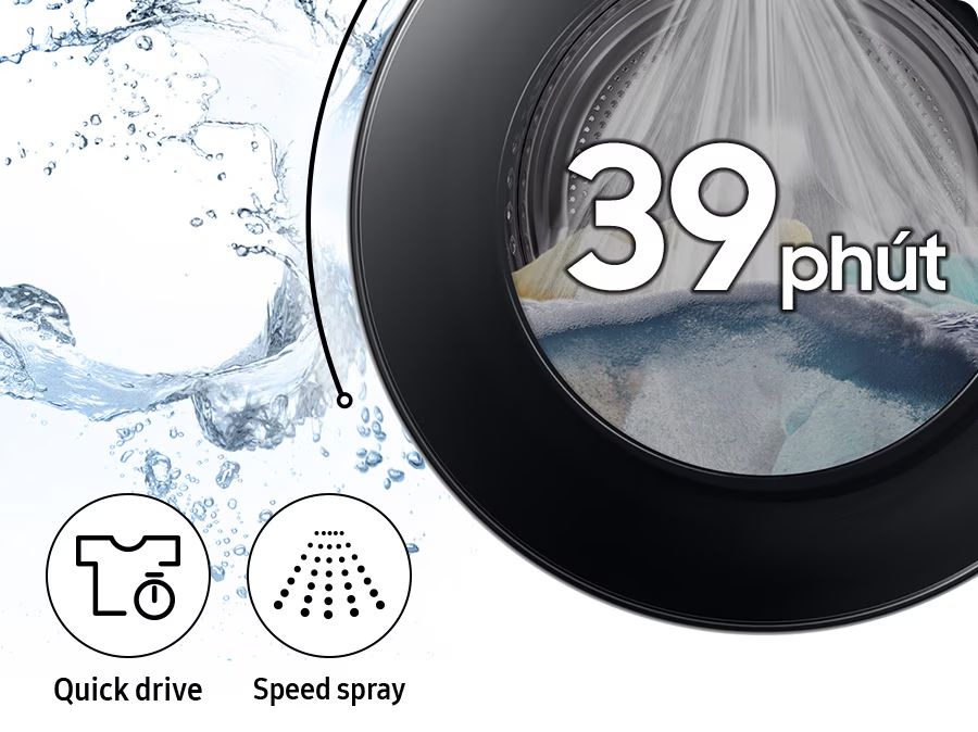 Máy giặt Samsung WW10DB7U34GBSV Bespoke Inverter 10 kg 10 Super Speed là chế độ giặt siêu tốc 39 phút