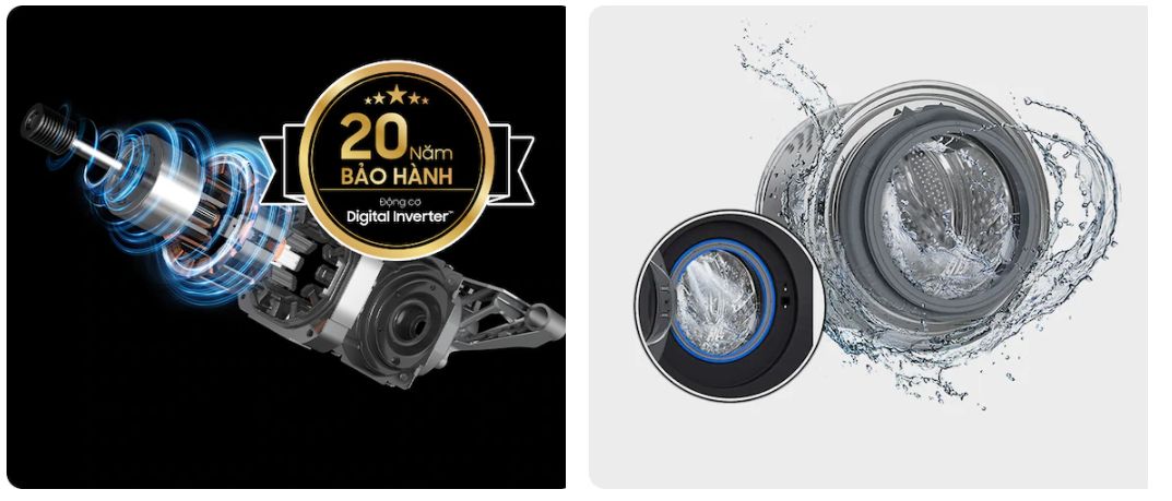 Máy giặt Samsung WW10DB7U34GBSV Bespoke Inverter 10 kg 6 Samsung WW10DB7U34GBSV vận hành êm ái cùng động cơ Digital Inverter